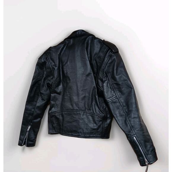 Vtg 1990s L.A. ROXX Cafe Racer Motorcycle Leather Bomber Jacket Coat Mens 42 - Picture 2 of 10